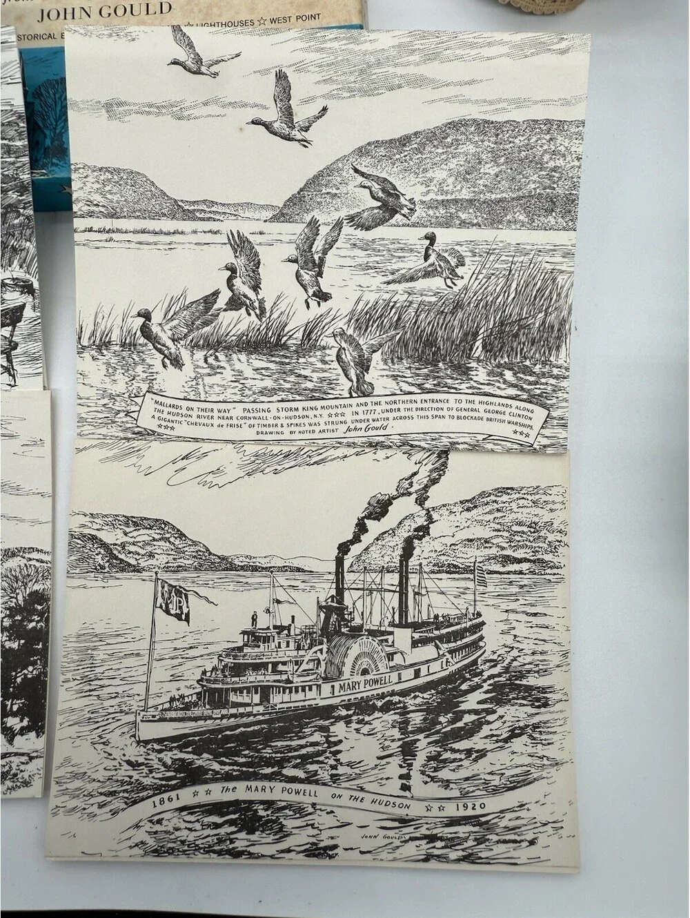 Antique Box set of 8 Historical Subjects Hudson Valley Note Cards by John Gould